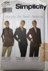 7906 SIMPLICITY PRINCESS SEAMED 1-2 BREASTED COLLAR JACKET PATTERN 18-22 UNCUT